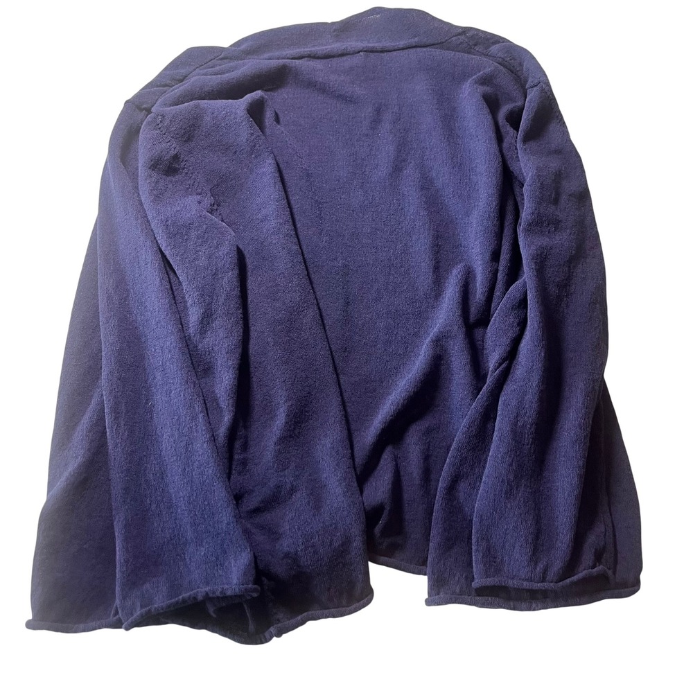 Coldwater Creek Navy Blue Open Front Cardigan Sweater Cotton Blend Medium - Picture 2 of 4